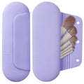 Silicone Makeup Brush Holder Travel Cosmetic Bag：Soft Portable Cosmetic Face Brushes Holder with Upgrade Anti-Fall Out Magnetic Closure, Large Travel Makeup Brush Case - Lavender