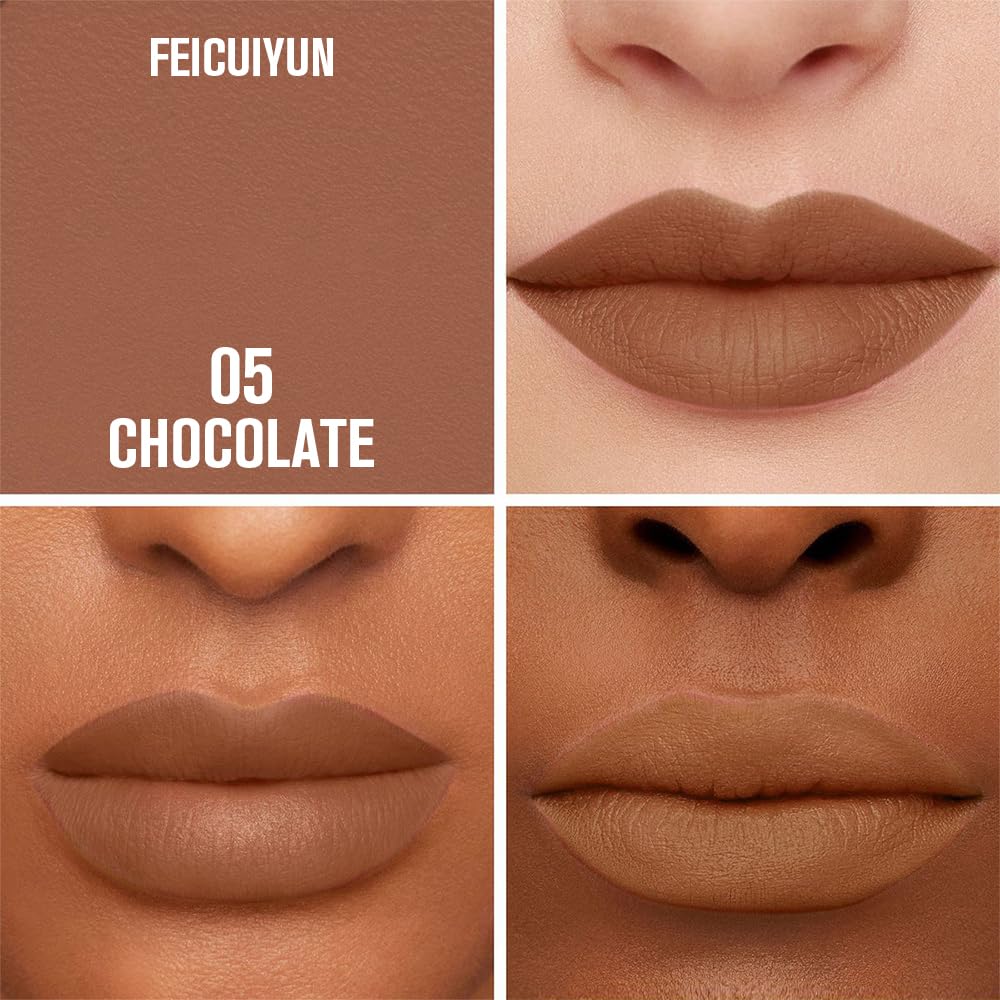 Matte Calligraphy Liquid Lip Liner Lipstick Pencil, Chocolate Long-Lasting Transfer-Proof Lip Stain, Lightweight Lipstick, Sheer Buildable Color, Fades to a Natural Wash of Colors