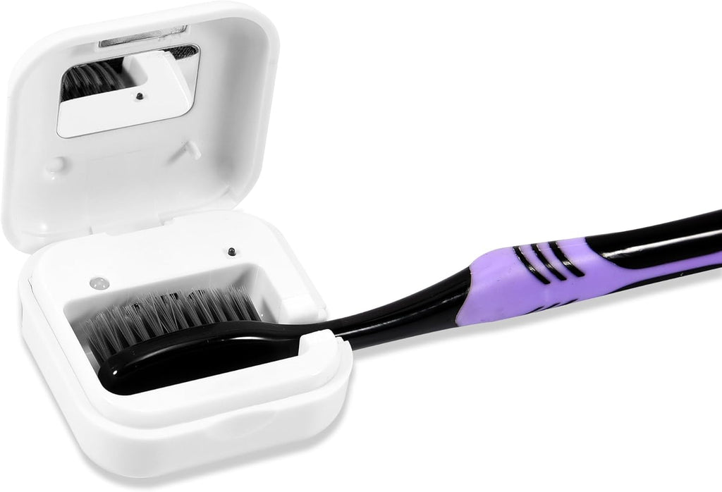 Wall Mounted Toothbrush Holder & Toothbrush Cleaner, Electric ToothBrush Holder, Cleaner for Bathroom Accessory, Clean for Home, Travel (White)