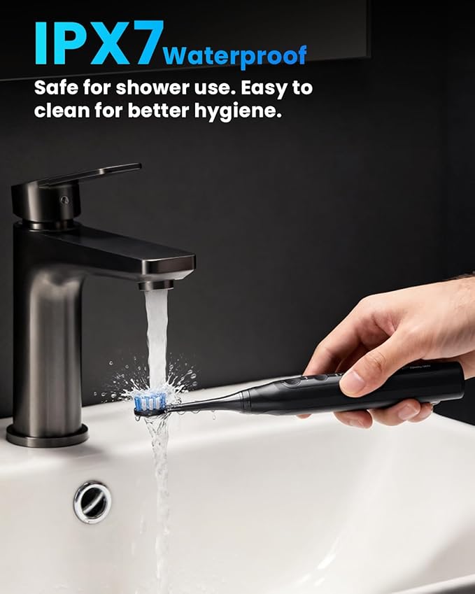 Onlyone Sonic Electric Toothbrush for Adults, Rechargeable Ultrasonic Electric Toothbrush with 8 Brush Heads, Travel Case, Charging Base & Wireless Charging - 5 Modes with Smart Timer