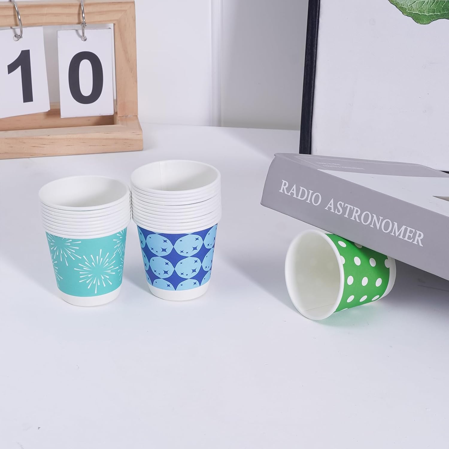 Tamone 600 Pack 3 oz Bathroom Cups, Small Paper Cups, Balloon Design Disposable Cups, Blue, Green, Orange, Mouthwash Cups for Party, Picnic, BBQ, Travel, Home and Event