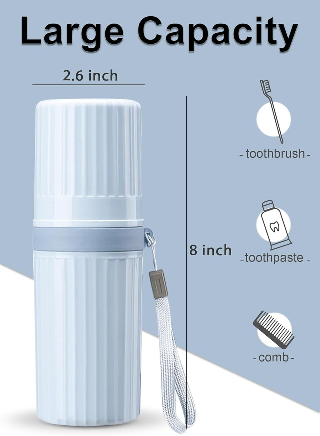 Toothbrush Travel Case, Blue Travel Toothbrush Cup Holder for Toothbrush and Toothpaste, Portable Travel Toothbrush Container for Traveling Camping Business School