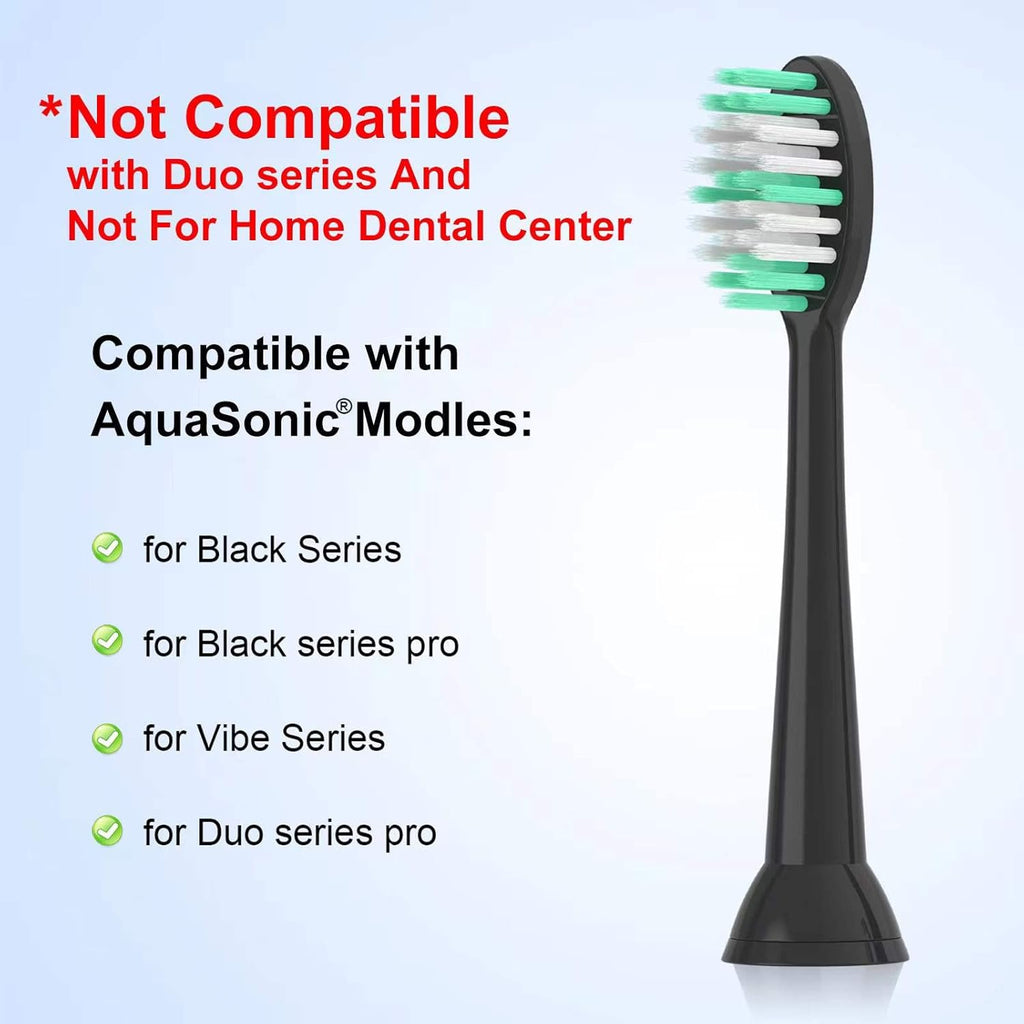 Replacement Toothbrush Heads 10 Pack Compatible with AquaSonic Black Series for Vibe Series Black Series pro, and for Duo Series pro Electric Toothbrush,Soft Balck