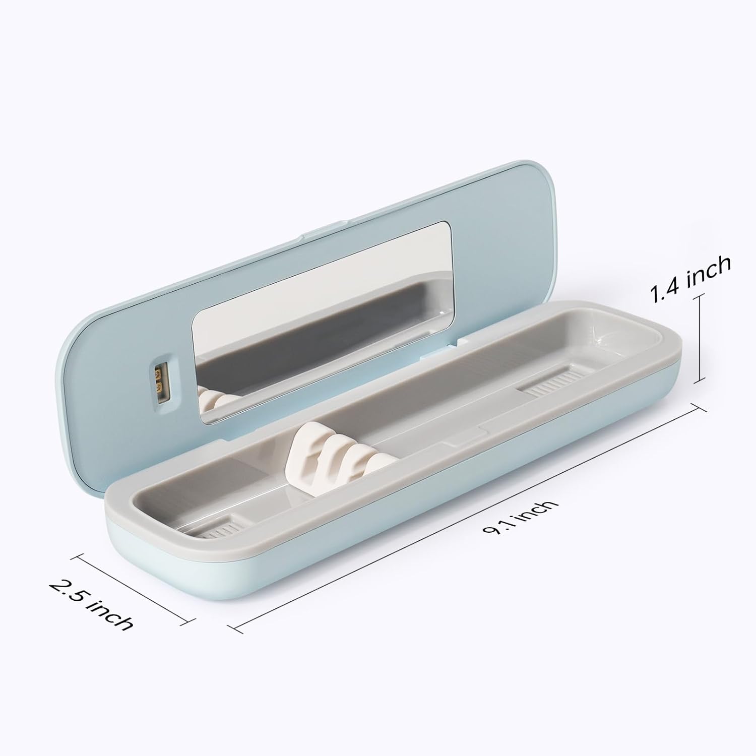 Toothbrush Holder, Toothbrush Cleaner Case, Portable USB Charging Toothbrush Cover with U V-C Light, Travel Toothbrush Holder (Blue-Large)