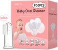 102PCS Baby Tongue Cleaner, Newborn Baby Oral Cleaner, Disposable Infant Gum Cleaner, Gauze Dental Care for 0-36 Months + 1 Finger Toothbrush with Case