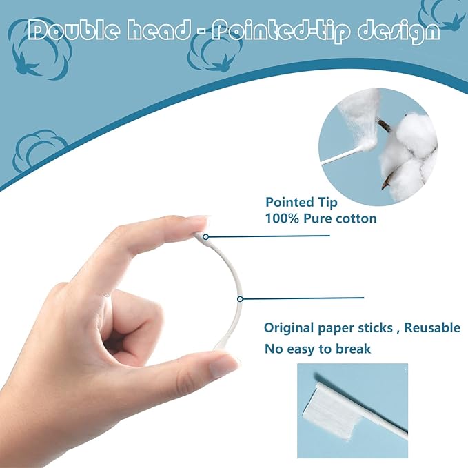 Precision Tip Cotton Swabs/Double Pointed Cotton Buds for Makeup 1000pcs