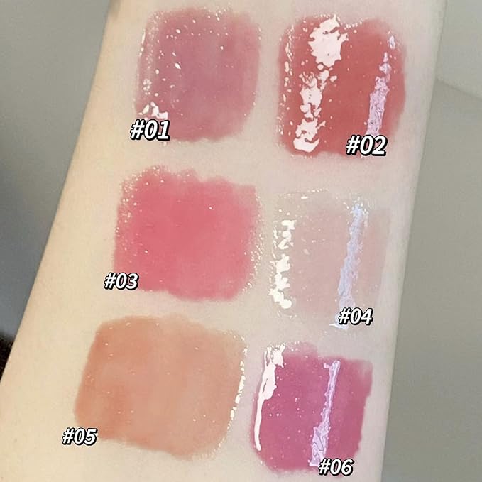 Jelly Lipstick,3 Colors Tinted Lip Stain Heart Mirror Lip Gloss,Hydrating Jelly Lipstick Long Lasting Moisturizing Tinted Lip Glaze,Non-sticky,Vivid Color Glossy Lip Makeup (A, Large)