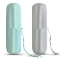 Sunenlyst 2Pcs Travel Toothbrush Holder, Portable Toothbrush Case for Traveling, Camping, Business Trip and School, Multifuction Plastic Toothbrushes Toothpaste Set with Two Colors, Green and Grey