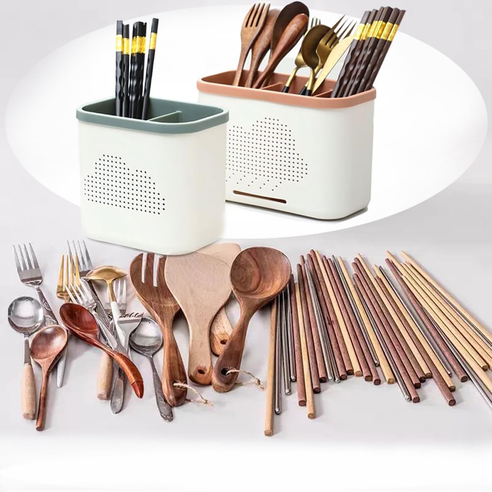 2 Slots Toothbrush Holder and Toothpaste Holder with Drain Hole, Detachable Easy Cleaning Multi-Functional Organizer Caddy Storage for Bathroom Vanity Sink Kitchen (White+Gray 2 compartments)