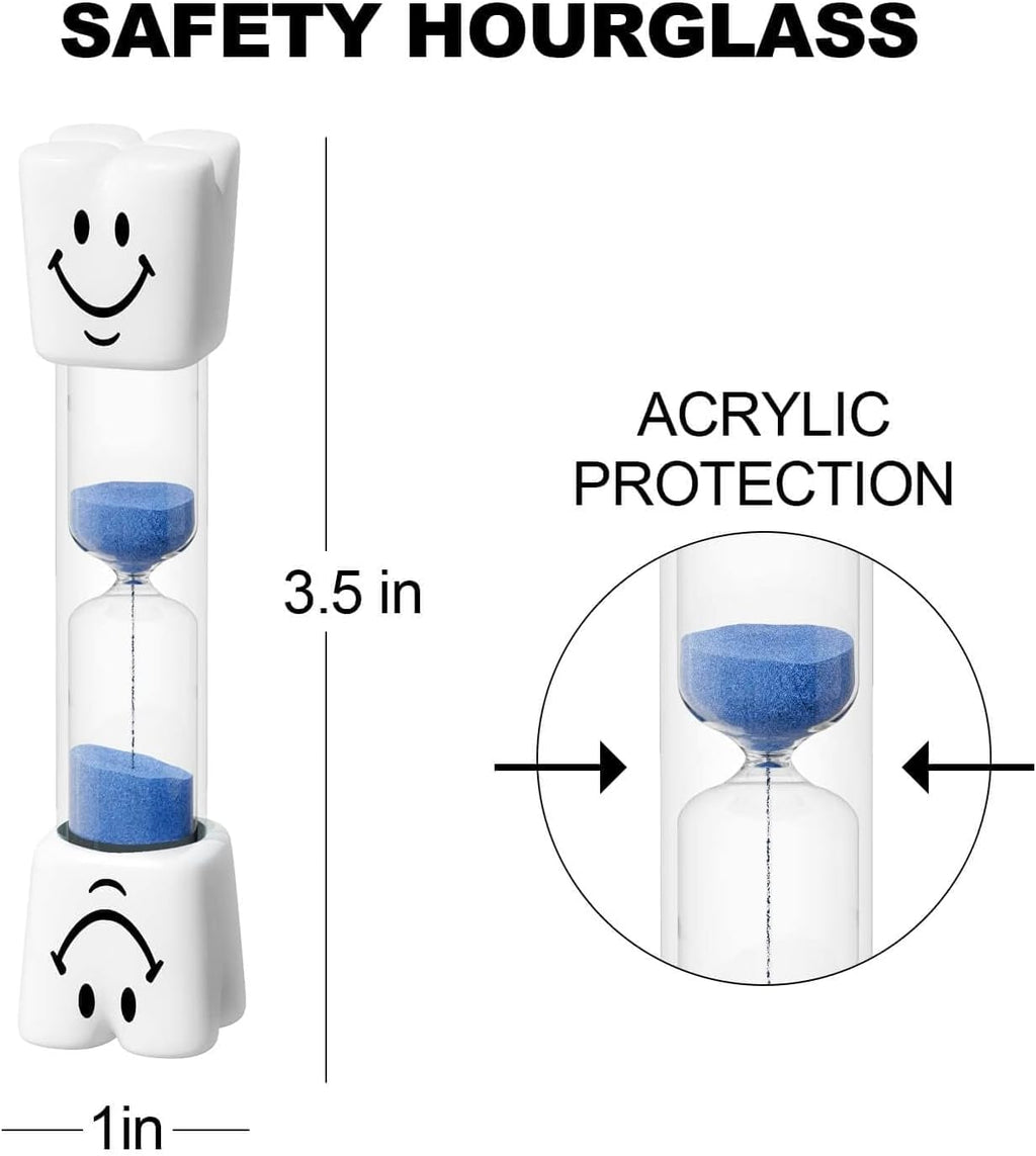 2 Minute Toothbrush Sand Timer for Kids, Small Blue and Red Smiley Acrylic Hourglass Sand Clock Set, Plastic Glass Mini Sandglass for Classroom Games Kitchen (Pack of 2)