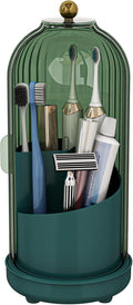 Toothbrush Holders with Cover, Drainage Rotating Electric Toothbrush Organizer, 3 Slots Tooth Brush Holder for Bathroom Counter, Green