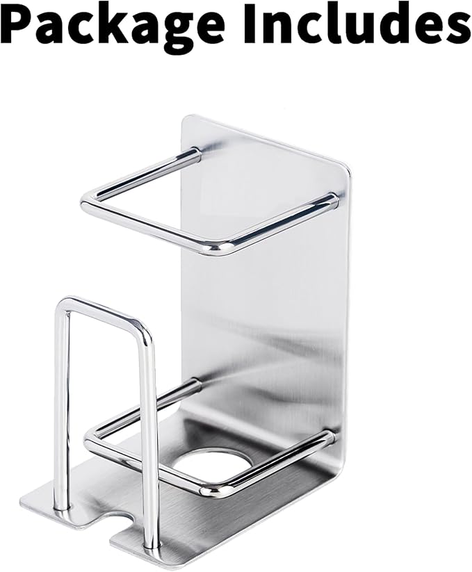 Stainless Steel Adhesive Wall Mounted Toothbrush Holder, 3 in 1 Organizer for Toothbrush, Toothpaste, and Cup (Silver (1 Pack))