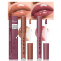 2Pcs Brown Nourishing Lip plumper Gloss, Long Wear Hydration Mini Liquid Lipstick Makeup, Moisturizing High Shine Lip Glow Oil Fresh Lightweight Glossy Plumping Lip Gloss for Women (08+12)