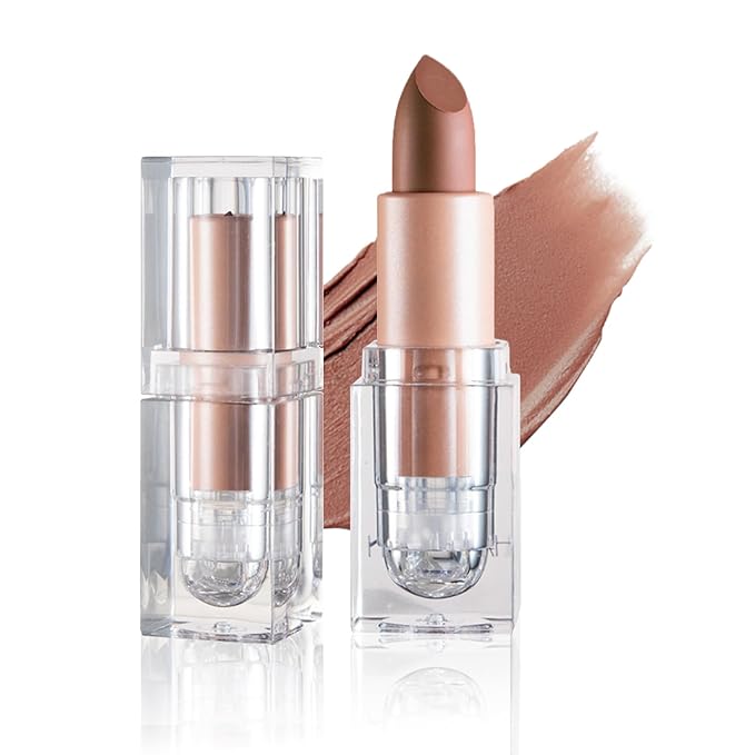 Matte Nude Lipstick Velvet Lip Gloss Non-Fading Non-Sticky Cup Nude Lipstick Matte Lip Stain Long Lasting Waterproof Lipstick for Women Girls Daily Lip Makeup - Milk Tea