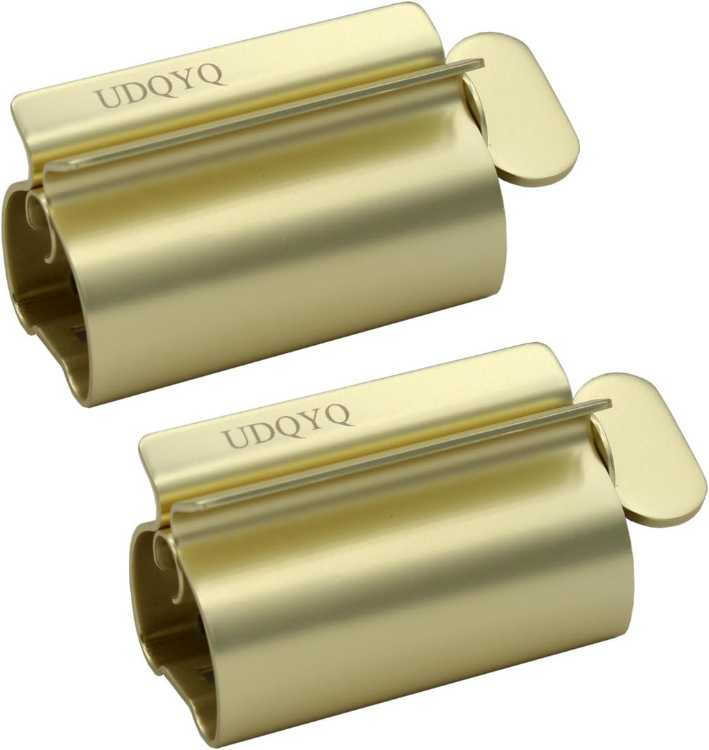 Toothpaste Squeezer - Metal Tube Squeezer Stainless Steel Tube Wringer UDQYQ Toothpaste seat Holder Stand (Matt Gold)