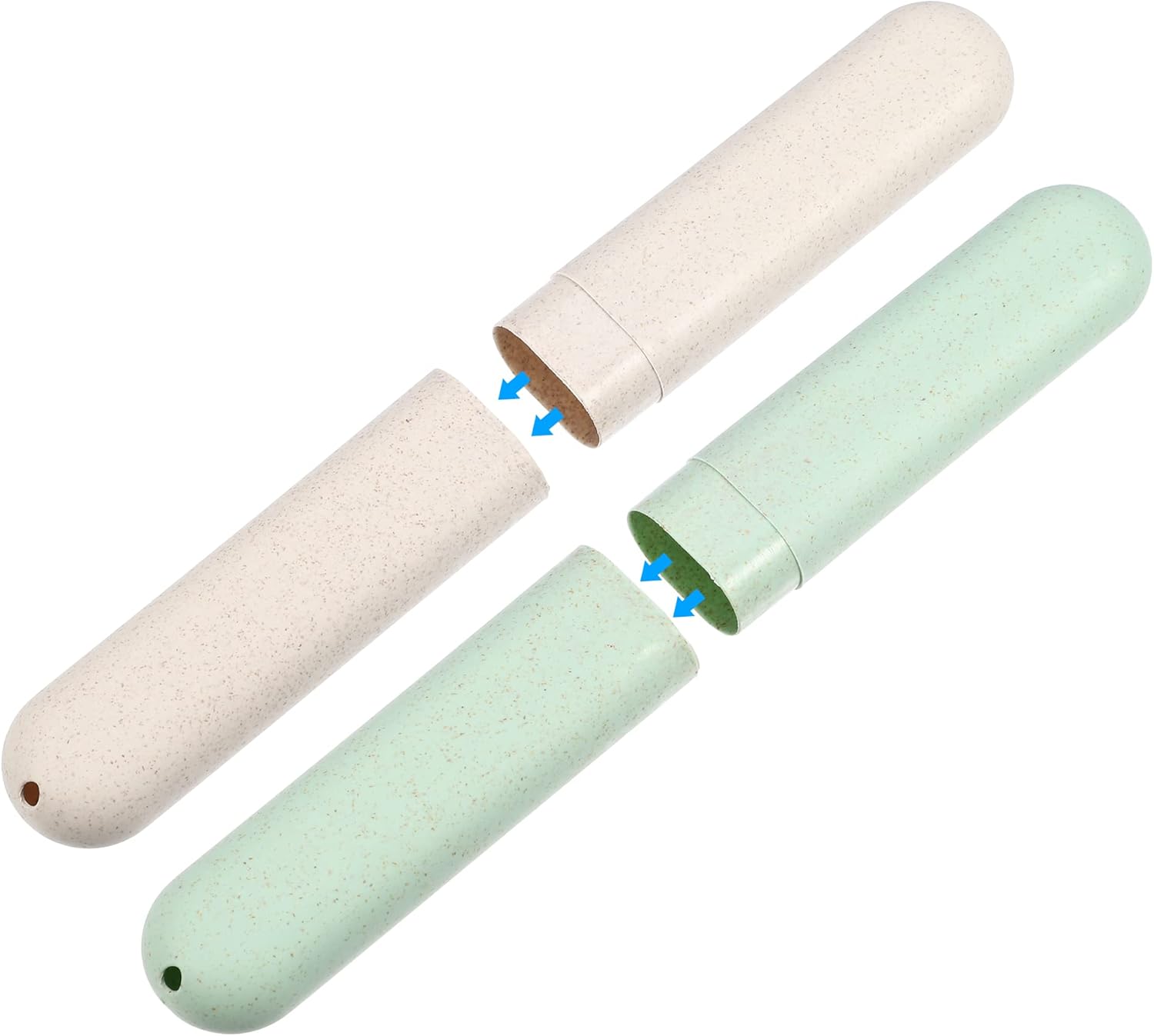 VOCOSTE 2pcs, Traveling Toothbrush Holders Case, PP Toothbrush Case for Travel Business, Green, Beige, 8.07''x1.22''x0.83''