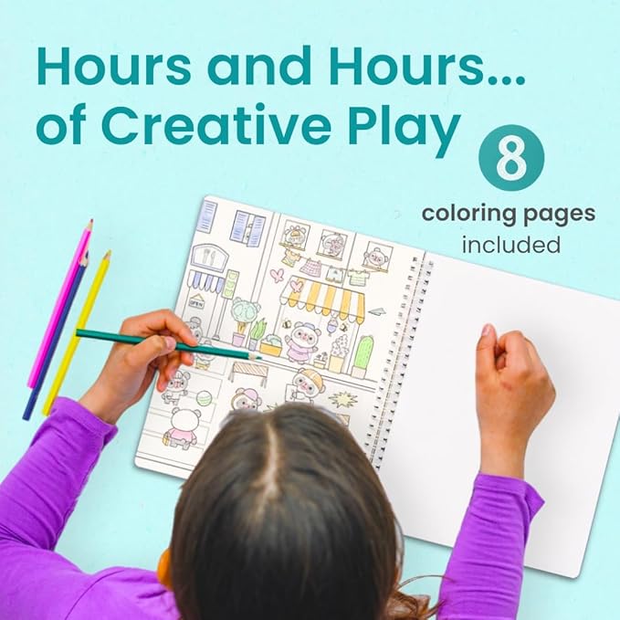 Cupkin Panda Sticker Book Activity for Kids, Toddler Airplane Travel Essentials, 300+ Stickers for Kids + 8 Scenes + Coloring Book Pages, Panda Bear Lover Gift, Children's Crafts Ages 2-8