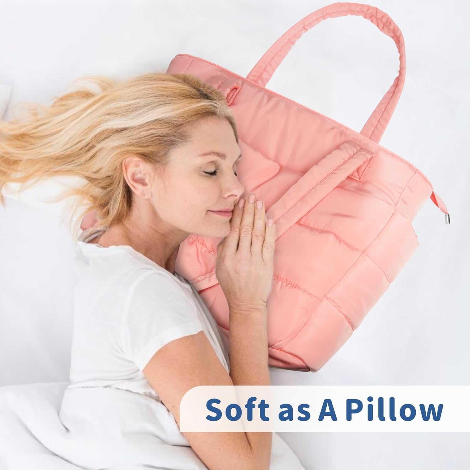 TOPDesign Puffer Tote Bag for Women, Lightweight Puffy Handbag with Compartments, Quilted Shoulder Bag for Work, Travel, Gym