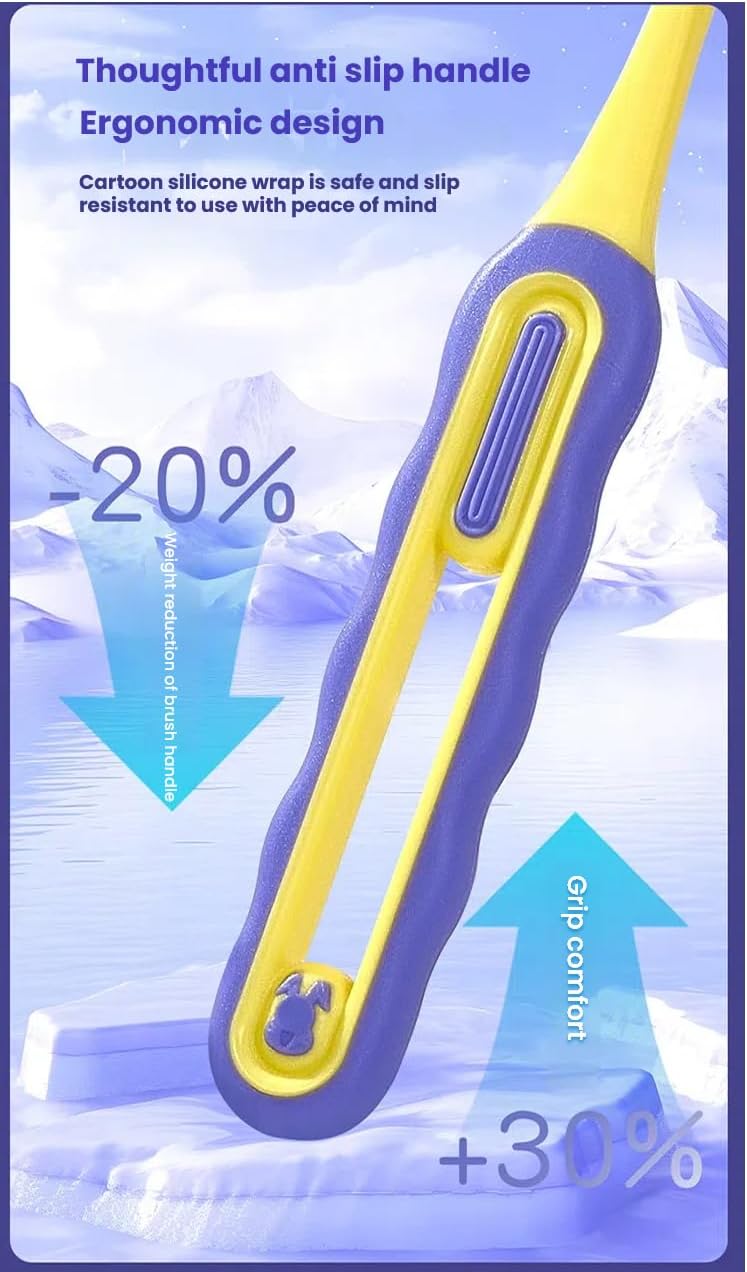 3-Sided Toddler Toothbrush 4-Pack | Ultra-Soft Bristles for Ages 1-12 | 4 Fun Colors (Gentle, 360° Cleaning, Comfortable for Sensitive Gums), Easy-Grip Handle & Quick Cleaning