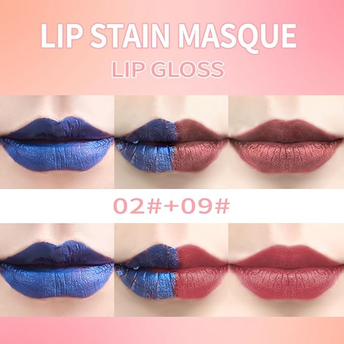 Lip Stain Peel Off – Wipe-Off Lip Stain Tattoo | Long Lasting Waterproof Lip Tint, High-Pigment Matte Lip Color, Smudge & Transfer Proof Lip Stains Masque, Kiss-Proof All-Day Lip Makeup 02#+09#