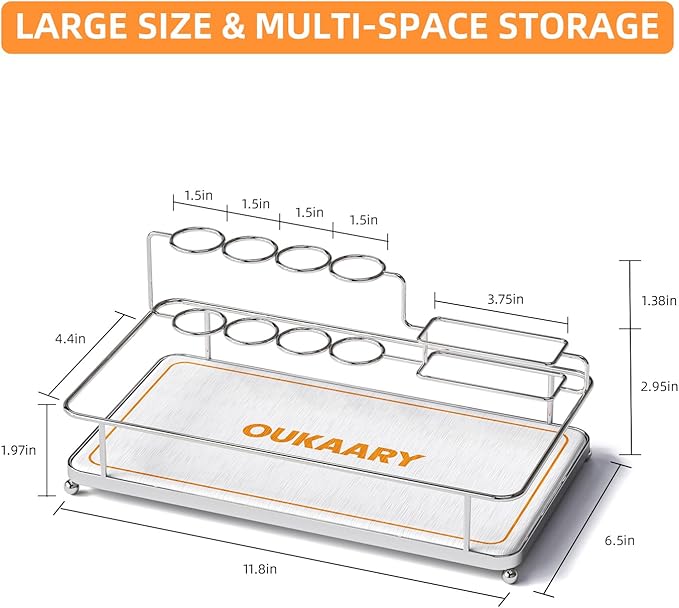 Toothbrush holderLarge Bathroom Organizer with 6 Slots Fast Drying Toothbrush, Cup & Makeup Storage for Sink Countertop,Electric & Manual Toothbrushes, Water Absorbent Diatomaceous Earth