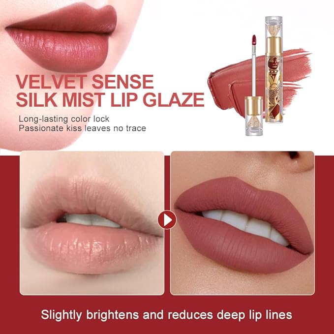 Velvet Matte Lip Stain – Long Lasting Waterproof Liquid Lipstick, Transfer-Proof Lightweight Lip Gloss, Non-Sticky Soft Matte Lip Tint with High Pigment, Smudge-Proof Lip Stain for All-Day Wear #86A