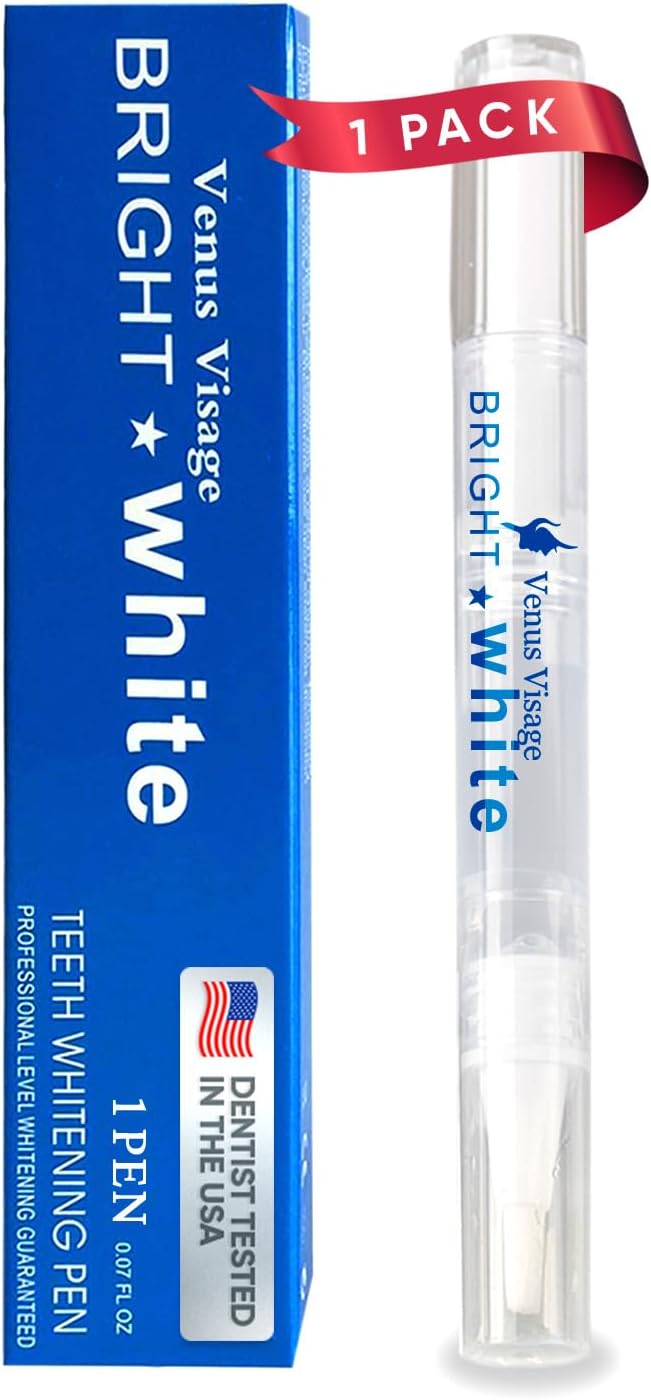 Venus Visage Award Winning Teeth Whitening Pen, 10+ Uses - Teeth whitening Gel Professionally formulated - Best Teeth whitening kit Teeth Whitener - Low Sensitivity - Mint - 0.07 Fl Oz (Pack of 1)