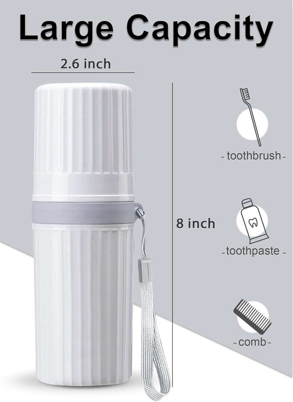 Toothbrush Travel Case, Grey Travel Toothbrush Cup Holder for Toothbrush and Toothpaste, Portable Travel Toothbrush Container for Traveling Camping Business School