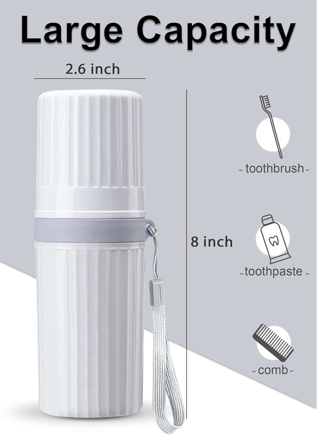 Toothbrush Travel Case, Grey Travel Toothbrush Cup Holder for Toothbrush and Toothpaste, Portable Travel Toothbrush Container for Traveling Camping Business School