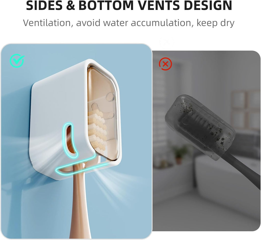 Travel Toothbrush Head Cover 2PCS, Electric Toothbrush Covers Caps, Ventilated Toothbrush Protectors Caps for Travel, Camping, Bathroom, Business, Brown