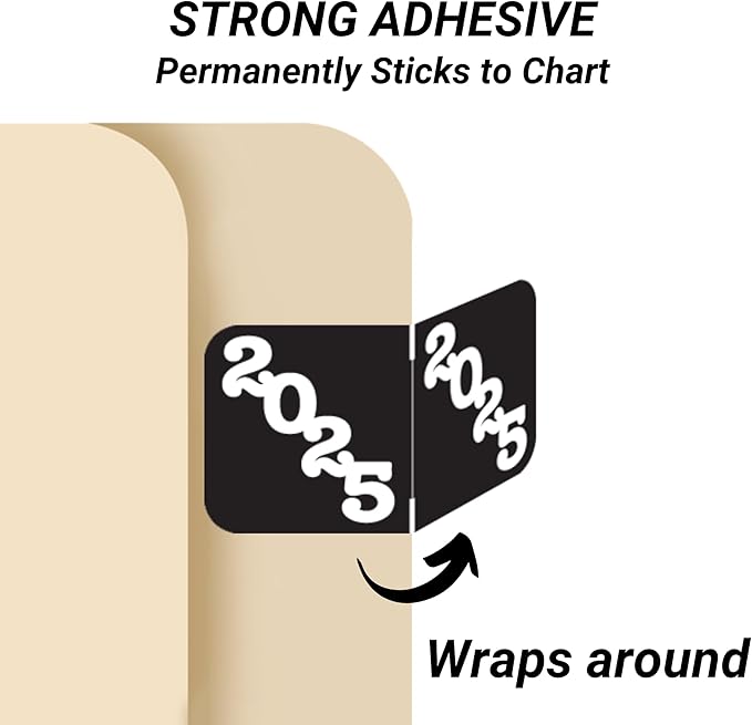 2025 Year Labels, Doctor Stuff 2025 Chart Stickers, Black/White Color Coded, Jeter Style, USA Made Year Labels for End Tab File Folders, 500/Roll, 1 Roll, 3/4" x 1-1/2"