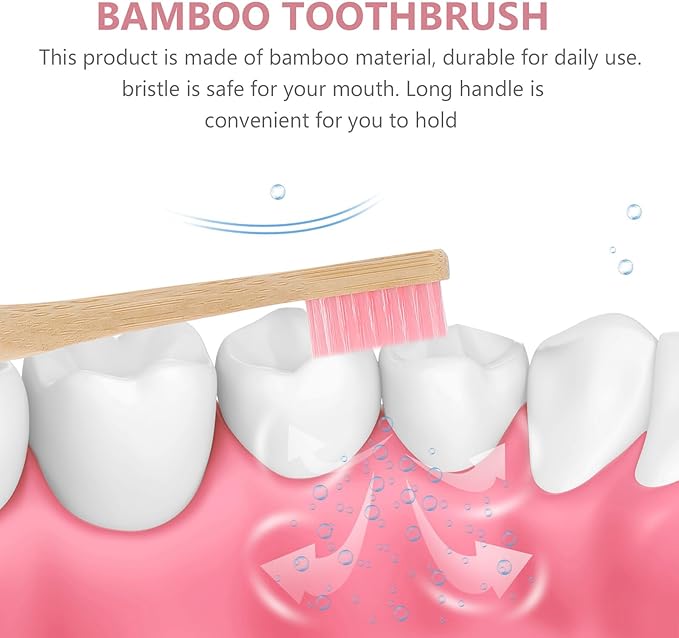 4pcs Toothbrushes with Soft Bristles for Adults Biodegradable Toothbrush in Ergonomic Anti-Slip Handle for Travel and Home Use Pink and Natural Shades