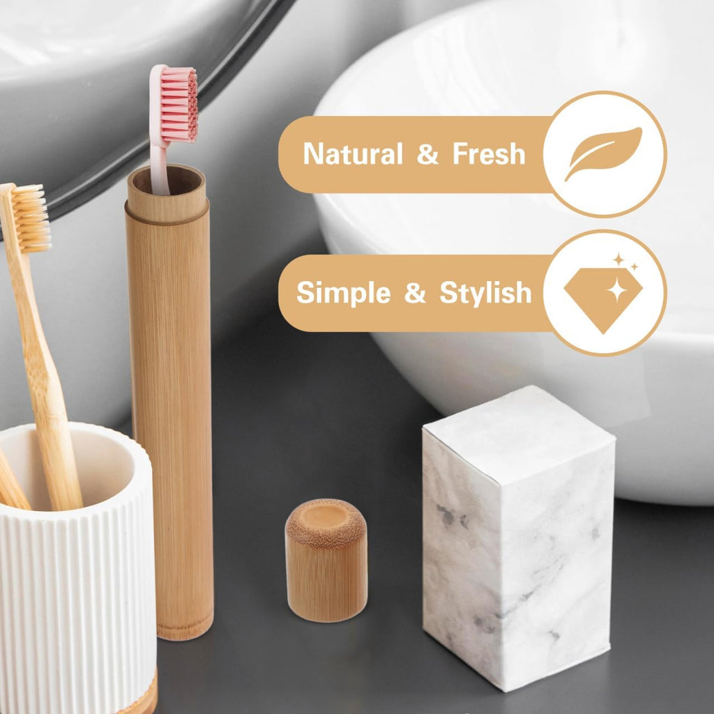 2Pcs Portable Bamboo Toothbrush Holder Case Lightweight Travel Tube for Hiking Camping and Daily Use Storage for Bamboo and Toothbrushes