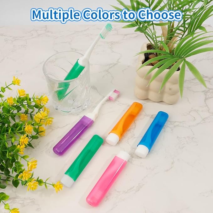 5PCS Travel Toothbrush Travel Toothbrush Set Mini Toothbrushes Folding Traveling Tooth Brush Portable Travels Size Toothbrushes with Case Individually Wrapped Small Tooth Brush for Home Camping Hiking