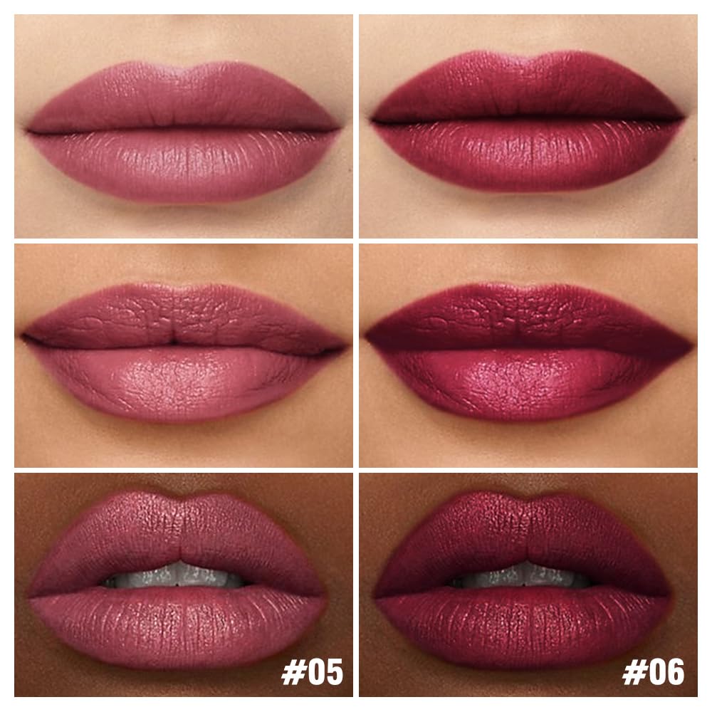2Pcs Matte Lipstick Crayon Set for Women, 24 Hour Mauve Cherry Red Lipstick Lip Liner Pencil Long Lasting Waterproof Smudge Proof, Neutral lip liner marker Easy Application Full Coverage