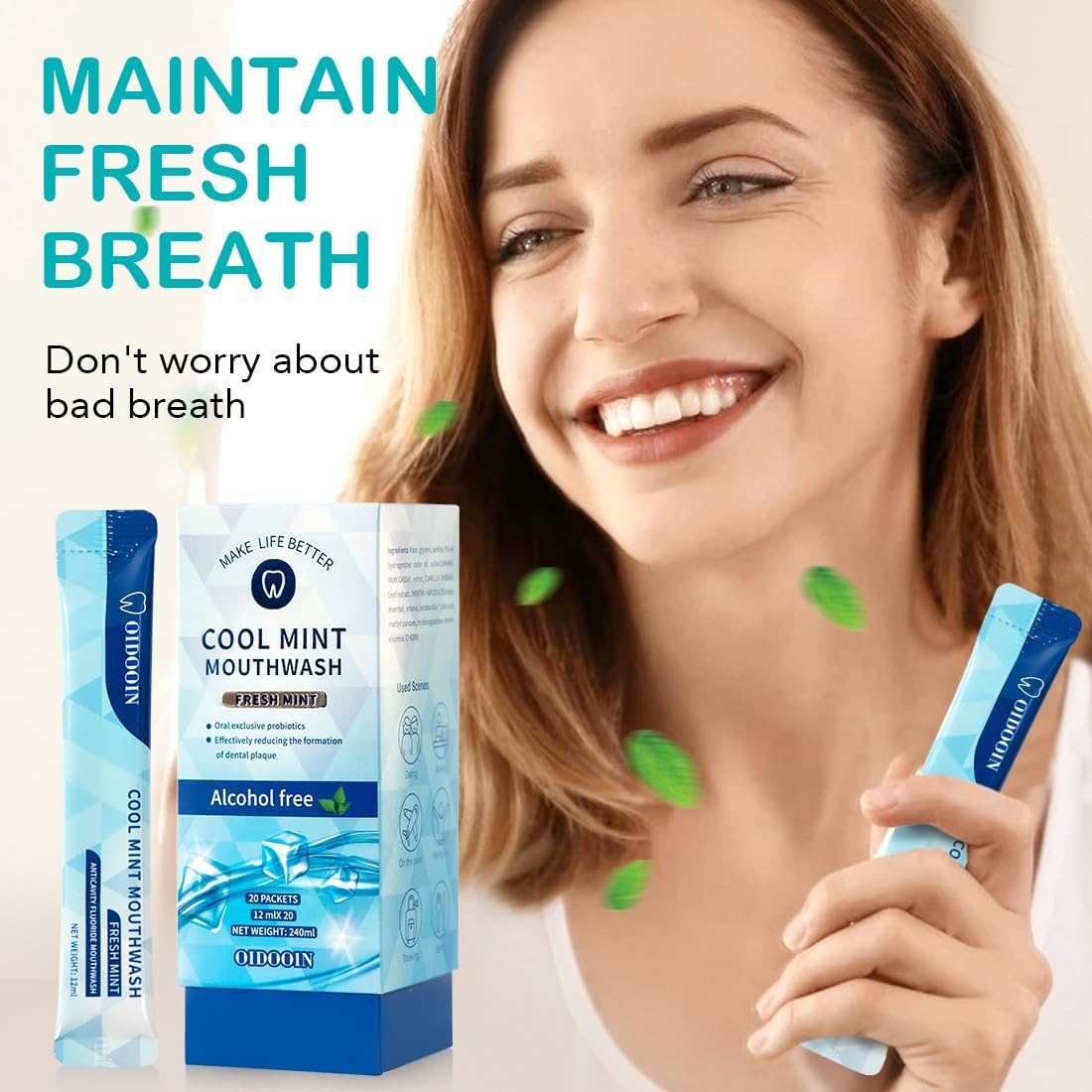 Strong Mint Mouthwash Alcohol Free, Mouth Wash for Adults, TSA Approved Mouthwash Bulk, Travel Mouth wash Prevents Cavities, Fluoride Free, Fresh Mint (0.41 Fl Oz (Pack of 20)