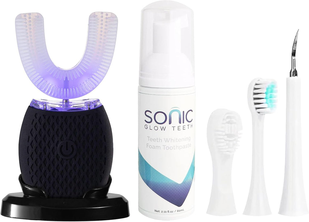 Automatic Toothbrush for Adults - Ultrasonic Electric Toothbrush 30s Timer, Soft Bristles, Wireless Charging Washable Portable for Travel & Home Use Dual-use (Black, Adult)