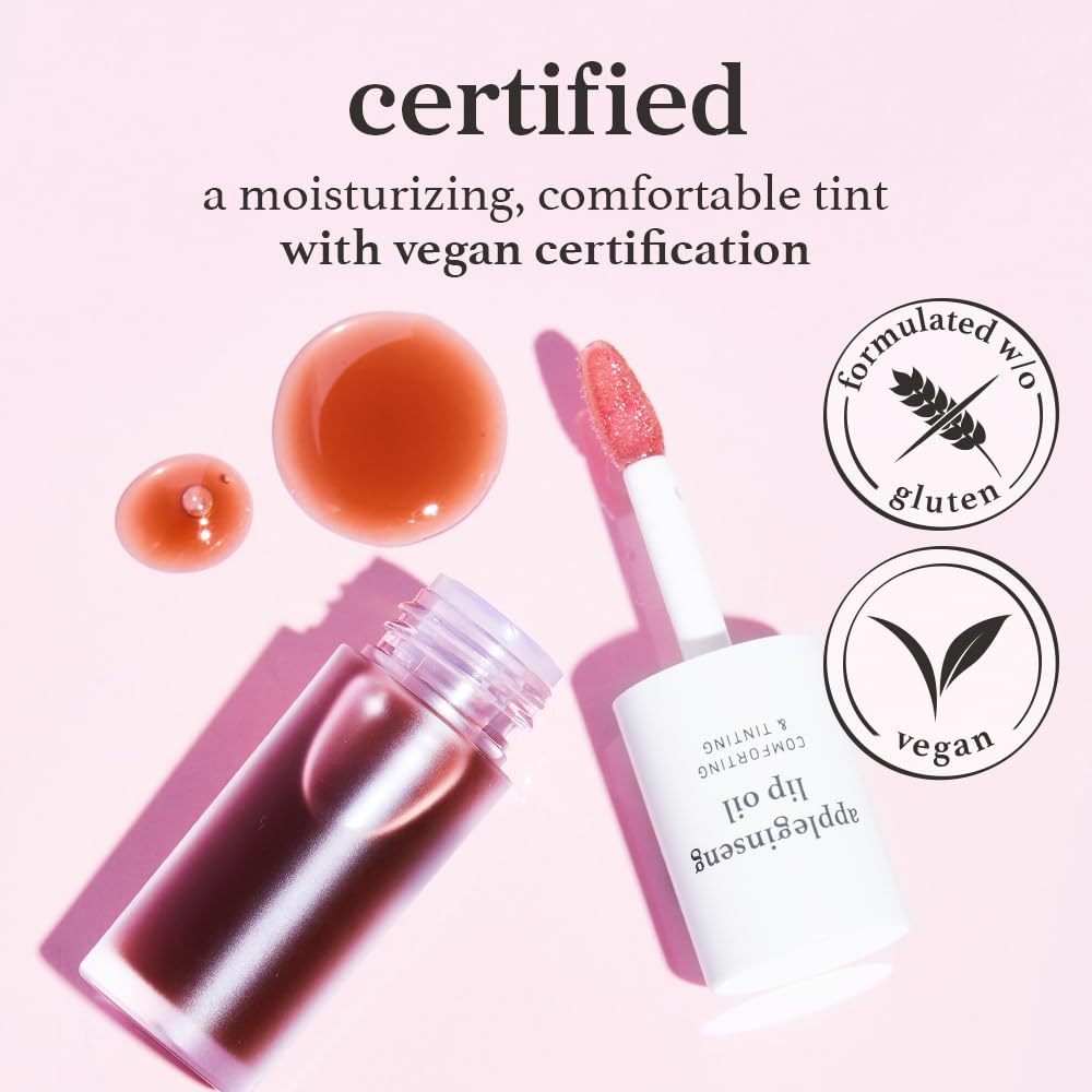 NOONI Korean Lip Oil - Appleginseng | Lip Stain, Long-Lasting, Moisturizing, Plumping, Revitalizing for Dry Lips, Waterproof, No Peel Off, Korean Lip Tint, Stocking Stuffers, Cute Things, 0.12 Fl Oz