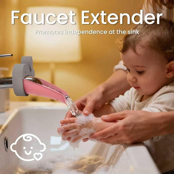 (2 Pack) Faucet Extender for Kitchen and Bathtub Sink, Universal Sink Handle Extenders, Fun Hand-Washing for Babies, Toddlers and Kids (Pink)