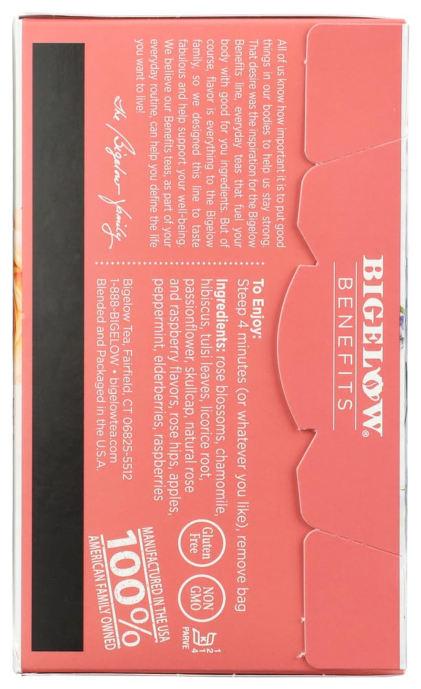 Bigelow RCB01027 Benefits Decaf Rose Mint Tea Bags, 18/Box