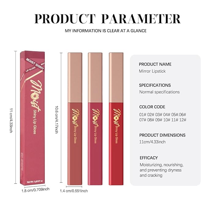 Lip Stain Hydrating High Shine – Lightweight Non-Sticky Glossy Lip Tint, Mirror Shine Moisturizing Lip Makeup for Plump & Full Lips, Long-Lasting Rich Color Lip Glaze, Soft Smooth Lip Gloss :08+10+11