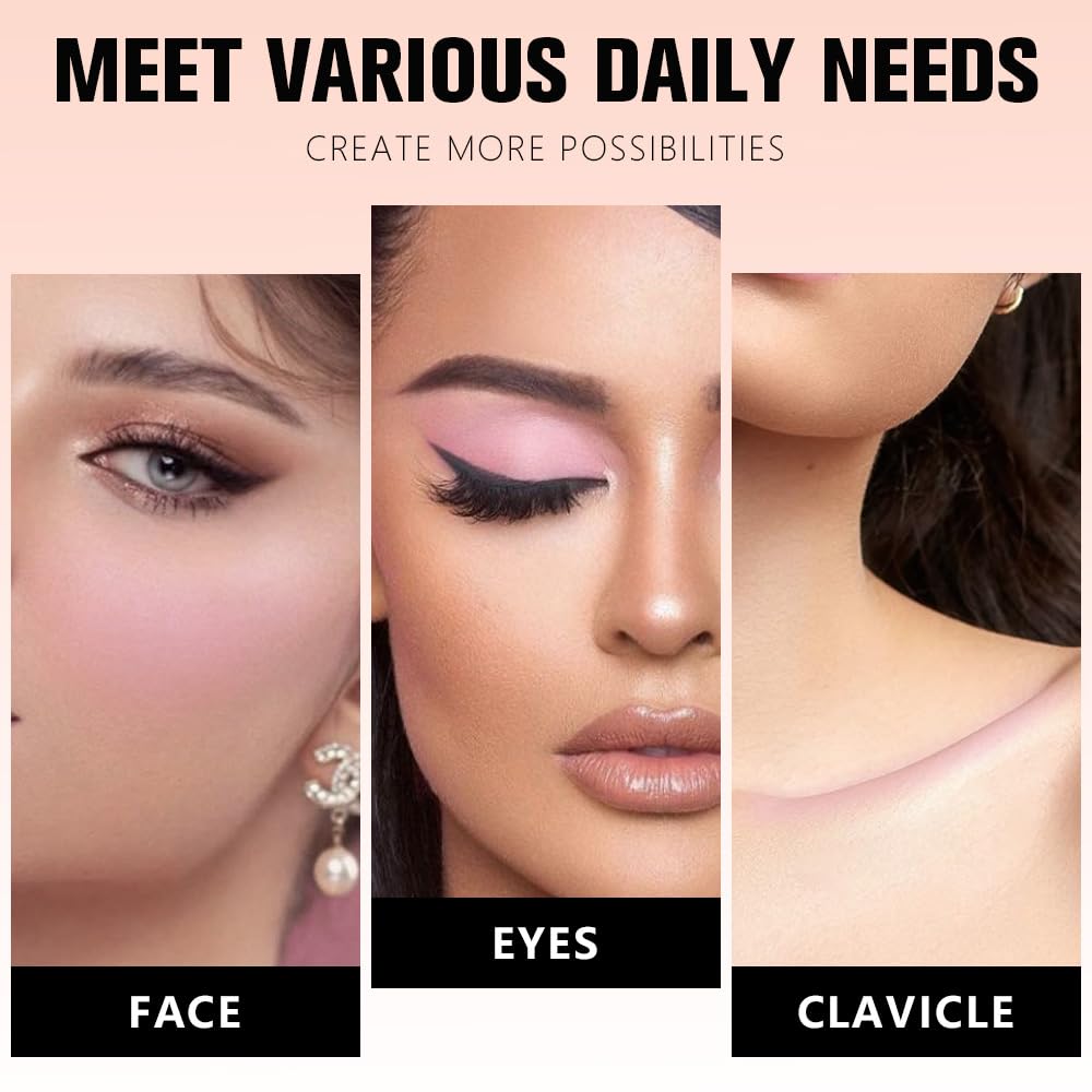 Pale Pink Matte for Face Cheeks Blush, Natural Cream Blushes Makeup Palette, Light Monochrome Blush Creamy Powder Palette Makeup for Older Women, Blushes Eyeshadow Foundation for Every Day 03