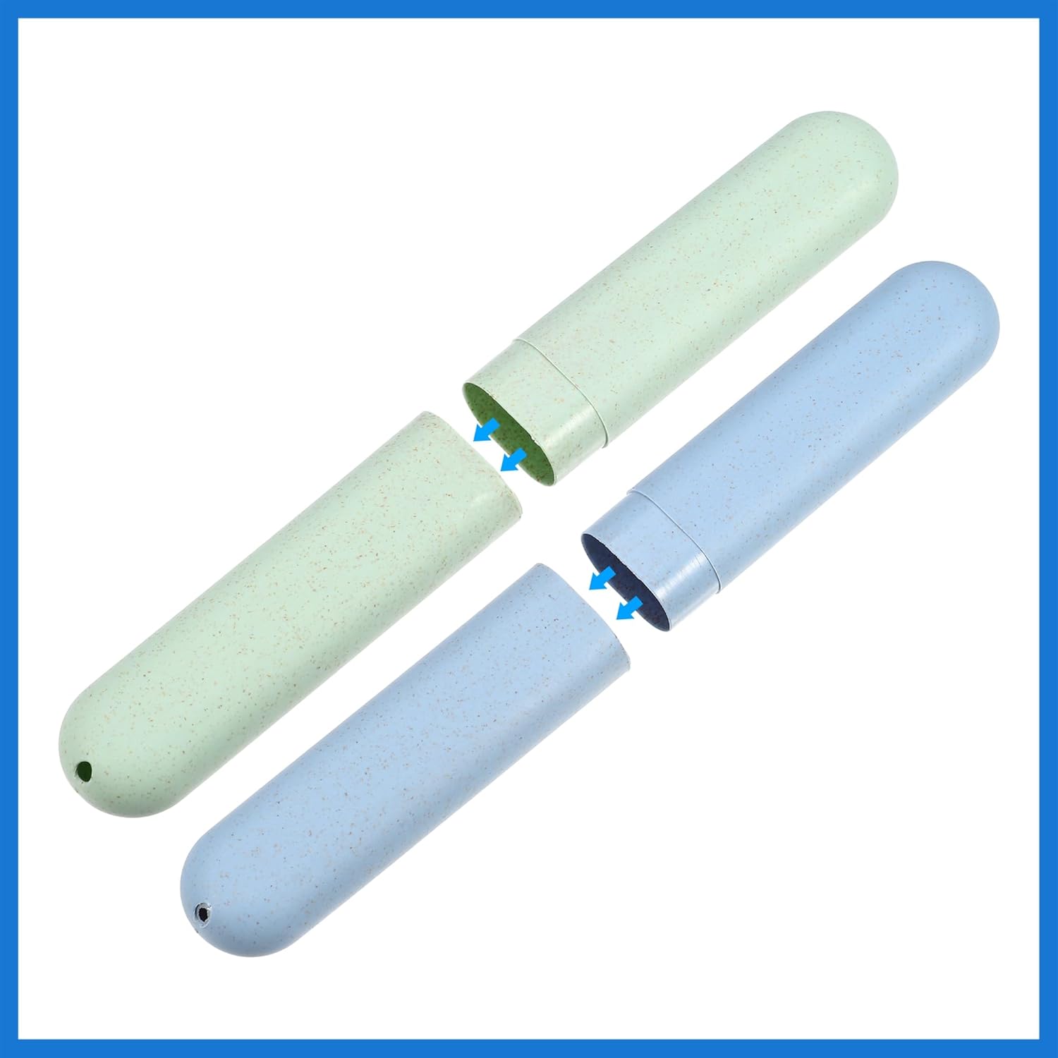 2pcs, Traveling Toothbrush Holders Case, PP Toothbrush Case for Travel Business, Green, Blue, 8.07''x1.22''x0.83'' Routine