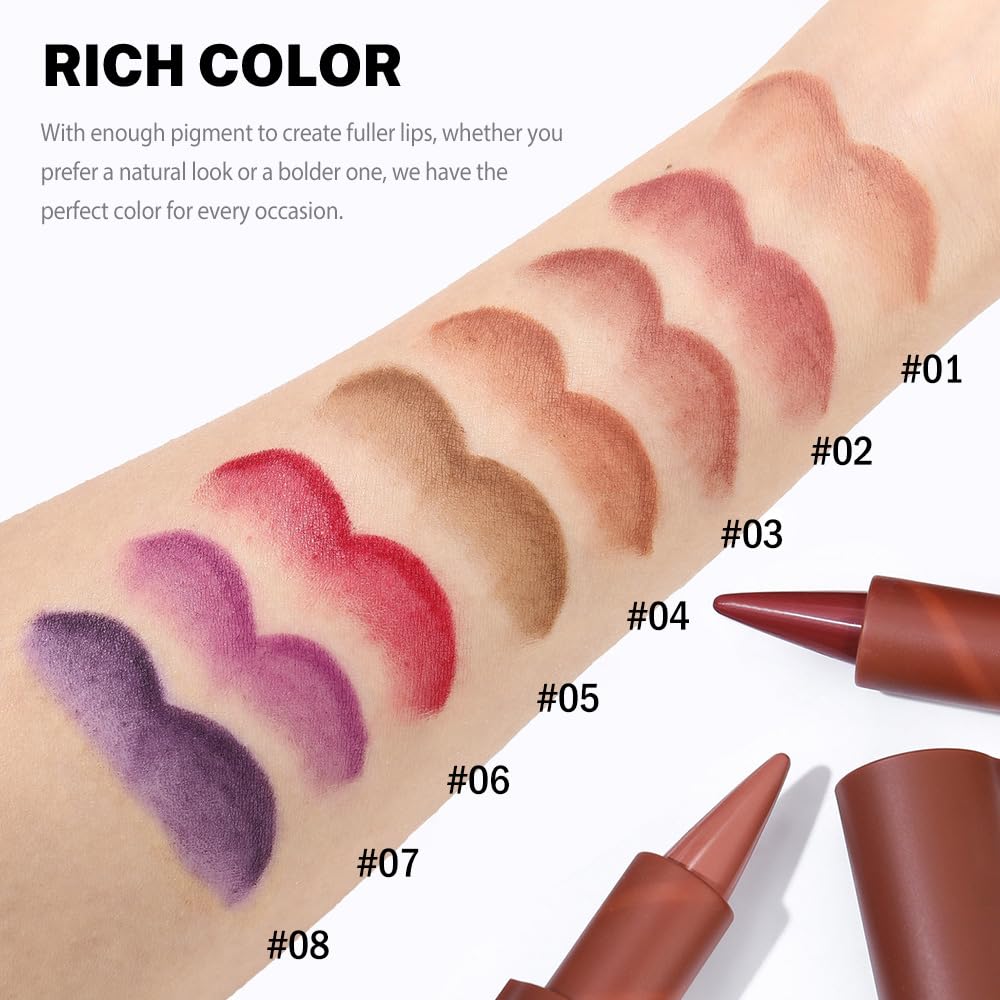 2in1 Gradient Lip Liner & Lipstick Combo,Matte Longwear Waterproof Lip Pencil with Cone Tip,Smudge Proof Crayon for Flawless Ombre Contour,Women's Long Lasting Makeup Set(07Lilac Dream+08Violet Noir)