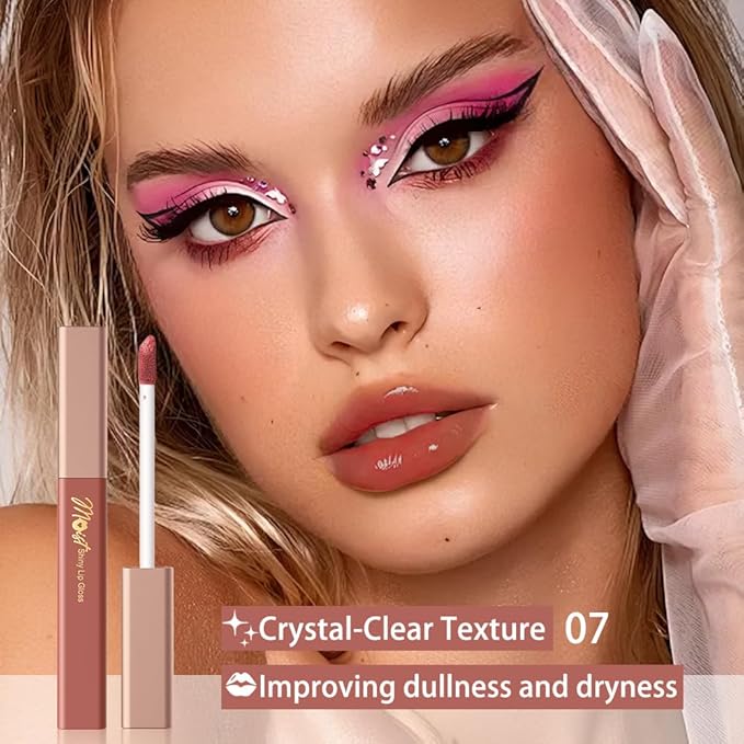 Lip Stain Hydrating High Shine – Lightweight Non-Sticky Glossy Lip Tint, Mirror Shine Moisturizing Lip Makeup for Plump & Full Lips, Long-Lasting Rich Color Lip Glaze, Soft Smooth Lip Gloss 07#