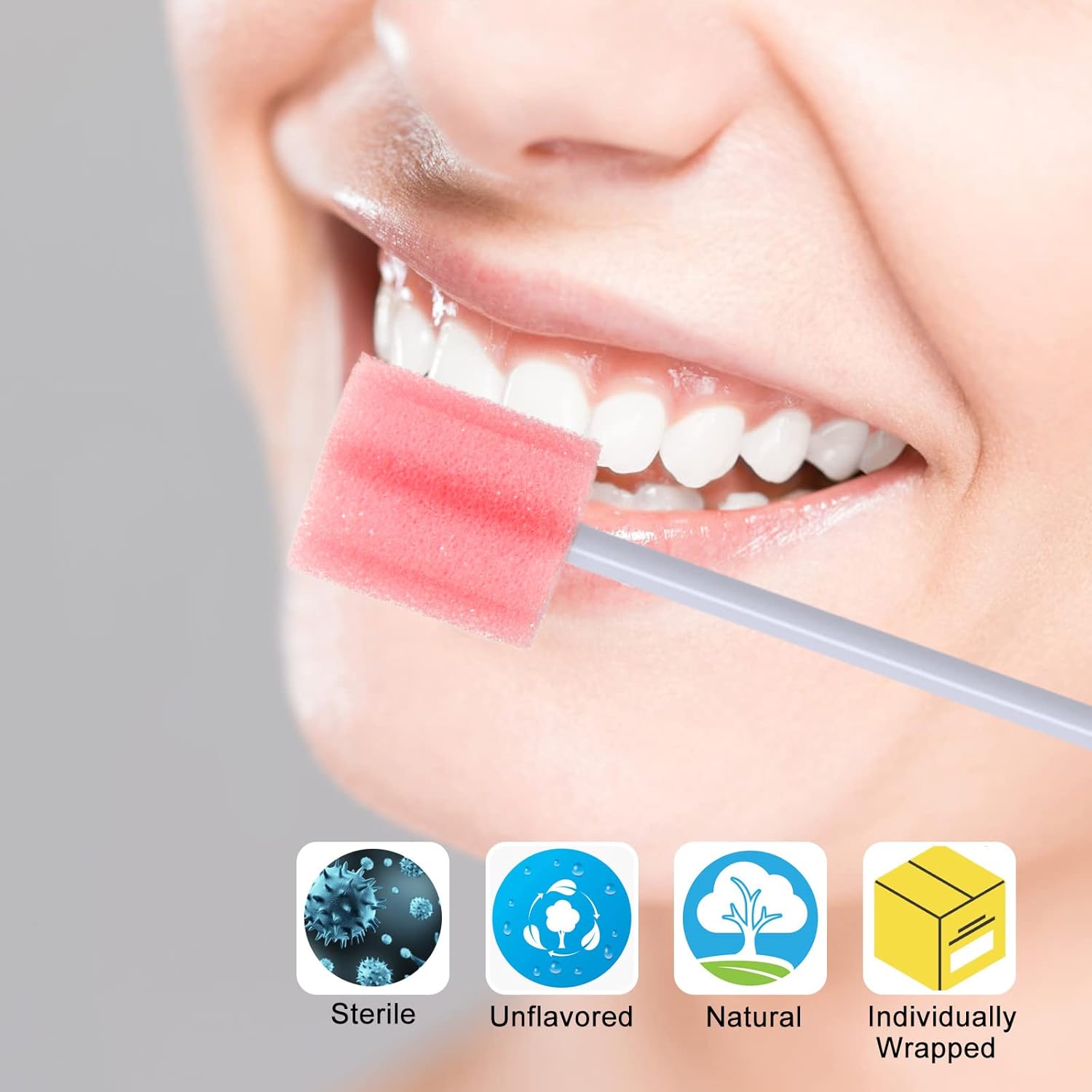 BVN Oral Care Swabs, 100 Pcs Disposable Mouth Cleaning Spong Swabs. (Plum Flower-100 PCS)