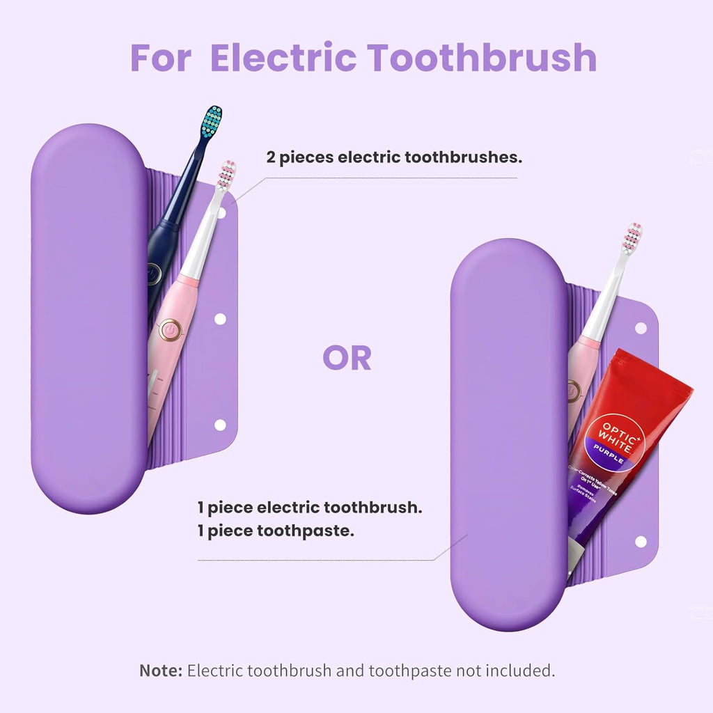 Silicone Electric Toothbrush Travel Cover, Toothbrush Travel Containers Bag Case for Men and Women,Keeps Toothbrush Fresh and Clean, Fits Most Manual and Electric Toothbrushes - Purple