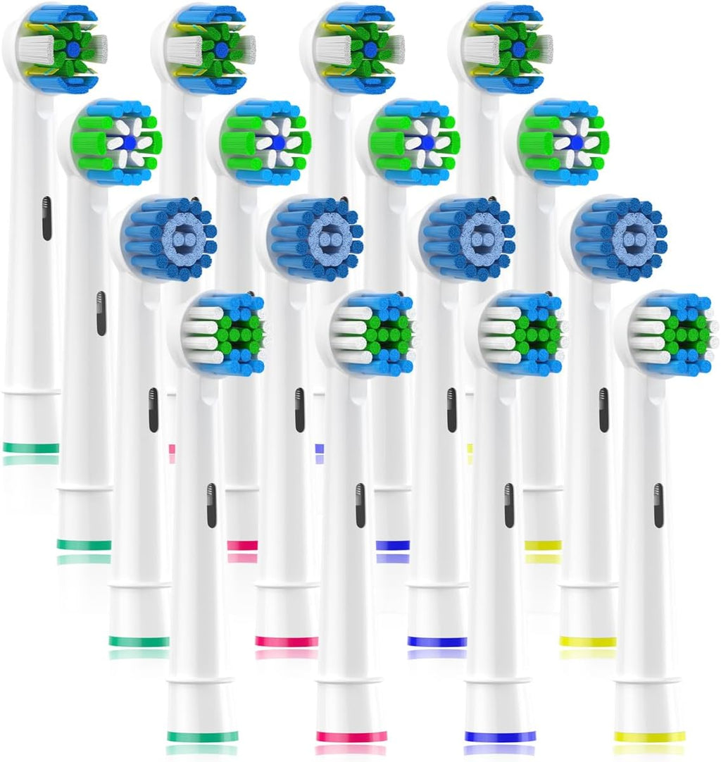 Replacement Heads Compatible with Oral B Braun Electric Toothbrush, Replacement Toothbrush Heads Fit for Oral-b Pro 1000/7500/3000/7000/8000/500, 16 Packs (White)
