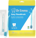 Dr. Emma Mini Brush Disposable Toothbrushes with Floss, Travel Mint Toothbrush for On-The-Go Use, 24 Packs Individually Wrapped Small Portable Toothbrush, Blue
