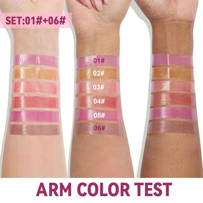 2Pcs Summer Glow Reviver Lip Balm Butter Lip Gloss, Melting Lip Serum, Ultra-Hydrating Natural Vegan Lip Oil, Sheer-Tinted Shine & Hydration, Soothes & Softens Dry Lips (01+06)